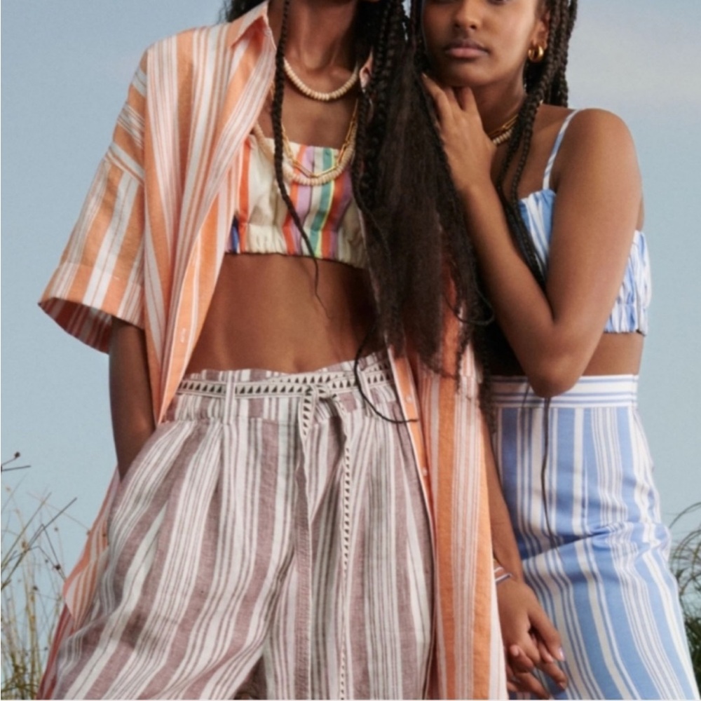 lemlem x H&M Striped Swimsuit Coverup Orange XS Oversized Beachy Coastal Resort